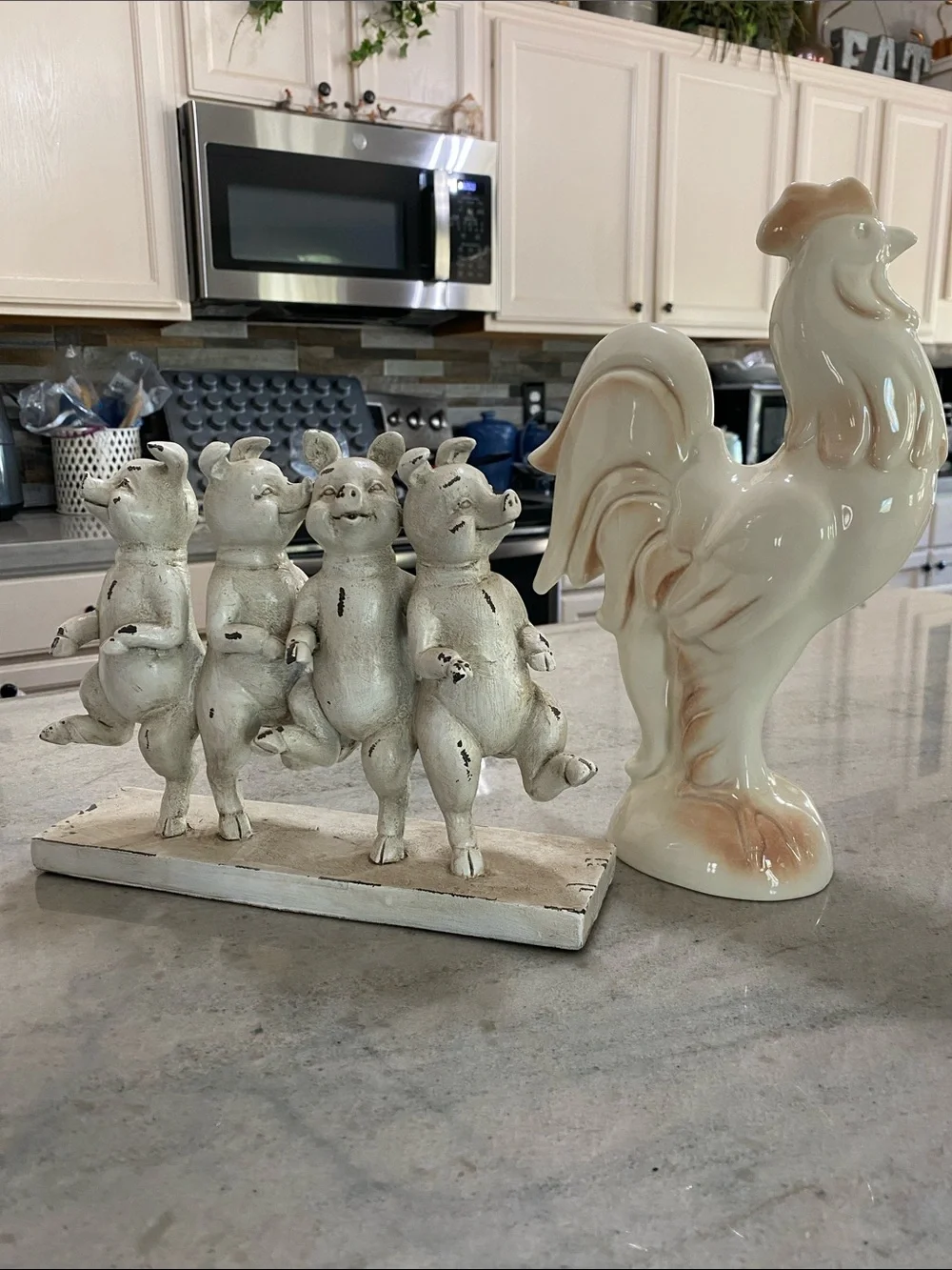 Pier 1 Cream and White Dancing Pigs